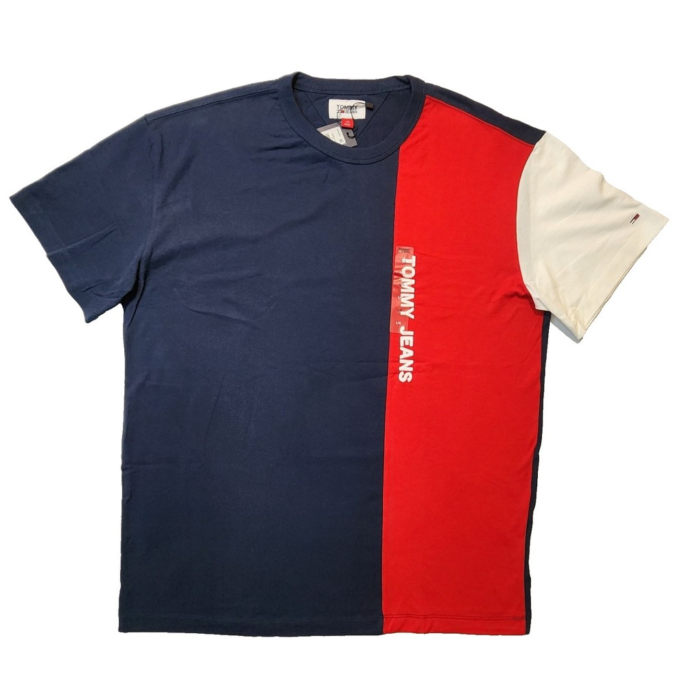 Tommy Hilfiger Men's Colorblock T-shirt Short Sleeve Embroidery Logo, Size L New